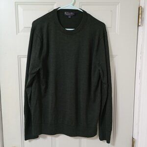 Brooks Brothers Mens Green 100% Merino round neck Sweater Size Large